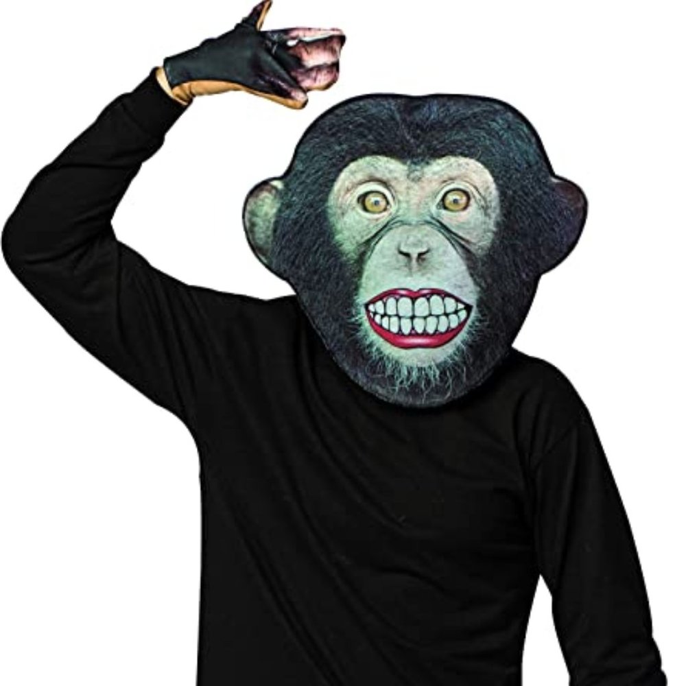 Rasta Imposta Men's Adult Chimp Monkey Mask & Gloves Halloween Kit cosplay NIP